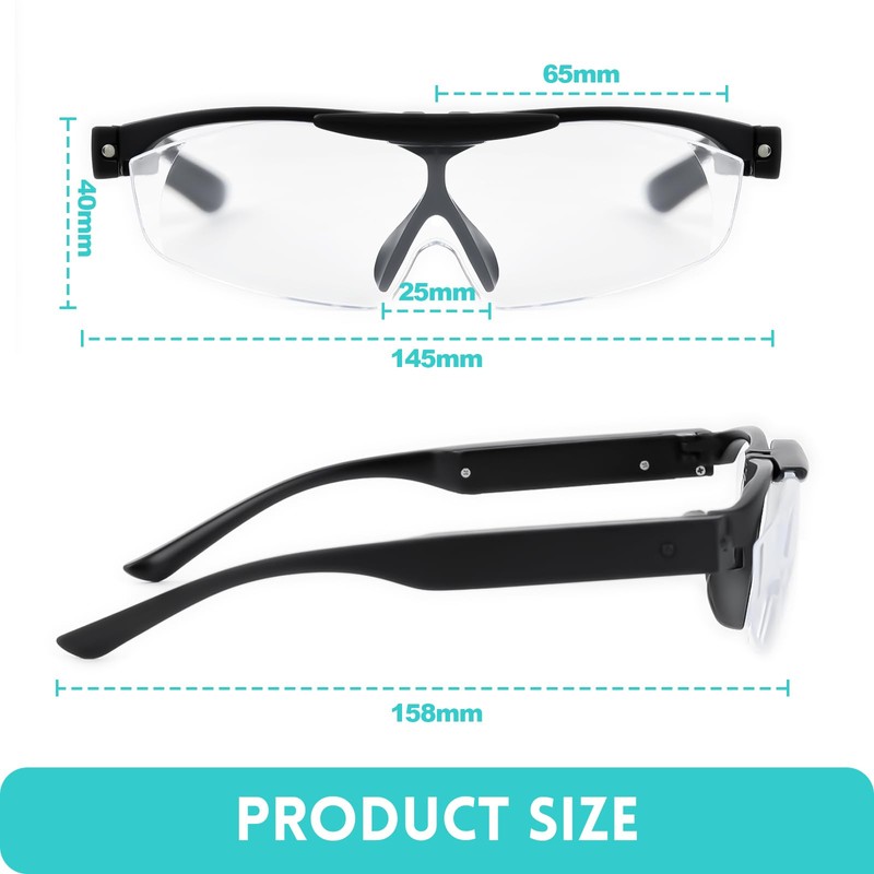200% Magnifying Glasses with Light, Rechargeable LED Lighted Magnifying Eyewear,Flip-top