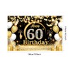 60th Birthday Party Decoration, Oversized Fabric Black Gold Birthday Background
