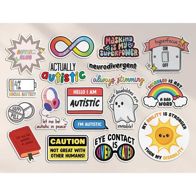A4 Sticker Sheet Autism Vinyl Stickers - Celebrate Neurodiversity Autistic