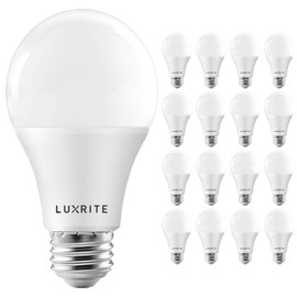 LUXRITE A19 LED Light Bulbs 100 Watt Equivalent Dimmable, 5000K Bright White, 1600 Lumens, Enclosed Fixture Rated, Standard LED Bulbs 15W, Energy Star, E26 Medium Base - Indoor and Outdoor (16 Pack)