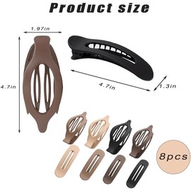 Neutral Color Flat Claw Clips, 8Pcs French Concord Flat Hair Clips,French Concord Curved Flat Hair Clips,Lay Flat Hair Claw Clips,French Concord Lay Flat Claw Clips,Flat Hair Clips for Women Girls