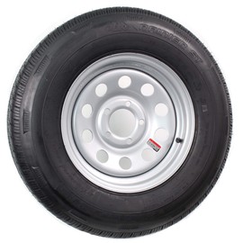 eCustomrim Radial Trailer Tire On Rim ST205/75R14 205/75-14 Load Range C 5 Lug Silver Modular Wheel - 6 Year Warranty w/Free Roadside