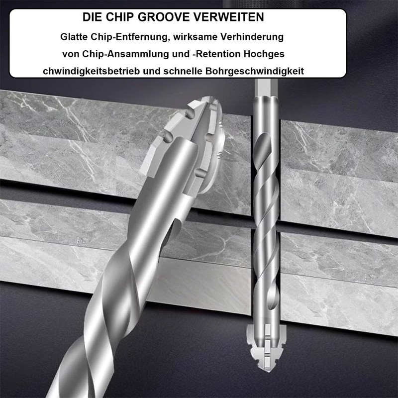 Pack of 4 Straight Wall Drill Bits with 4 Cutting