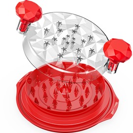 Chicken Shredder with Brush Meat Shredder Ergonomic Handle BPA Free Chicken Shredder Tool Twist Transparent Lid Red