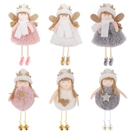6 Pieces Christmas Tree Plush Hanging Ornaments, Christmas Tree Hanging Ornament Christmas Angel Pendant Elk Angel Doll Pendant Christmas Plush Angel Doll Pendant for Christmas Colourful01