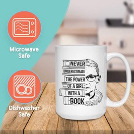 Bookworm Mug 15oz Bookish Mugs for Readers Book Club Lovers Nerd Women, White