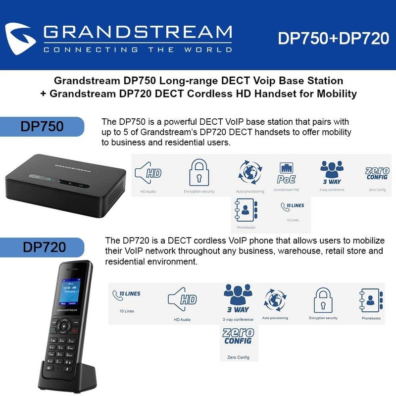Grandstream DP750 Long-Range DECT Base Station + DP720 DECT Cordless