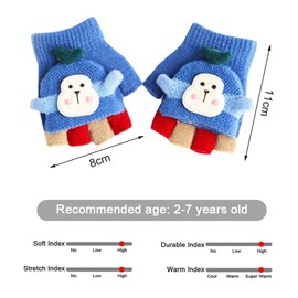 Children's Removable Flap Knitted Gloves, 2 Pairs of Winter Children's Gloves, Children's Winter Gloves, Mittens, Kids Cartoon Finger Gloves for Children, Girls, Boys, pink