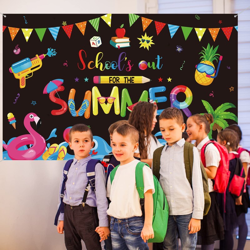 School's Out for The Summer Backdrop Pool Party Decorations End