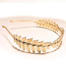 Roman Emperor Crown Laurel Wreath Gold Leaf Headband Toga Costume Accessory Caesar Circlet Wedding Headpiece - - ONE SIZE