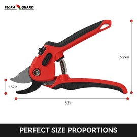 FLORA GUARD Bypass Secateurs with SK5 Steel Blade, Garden Secateurs with Ergonomic Handle, Ideal Pruning Shears for Gardening, Shrubs & Branch Cutting