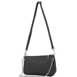 modamoda de - T237 - Shoulder Bag Small Small Made of Italian Leather, black