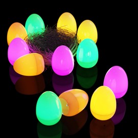 AXEFUN Easter Light-Up Eggs – 12 PCS Colorful Glow Easter Eggs for Holiday Decorations & Egg Hunts, Easter Decorations Easter Egg Ornaments