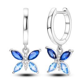 Hapour Cubic Zirconia Huggie Earrings Small Hoop Butterfly Earrings for Teen, S925 Sterling Silver Lightweight Drop Dangle Huggie Earrings for Women