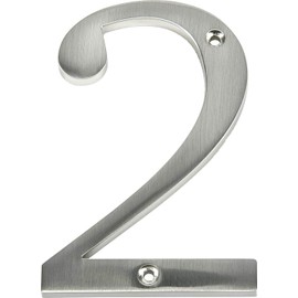 Distinctions by Hillman 843322 4-Inch Brushed Nickel Flush-Mount House Number 2