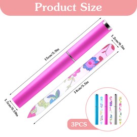 PEOVLVN 3 Pack Glass Nail Files for Natural Nails, Glass Nail File with Case Crystal Nail File Professional Manicure Nail Care Fingernail Files for Women Christmas Stocking Stuffers Gifts (Printing)