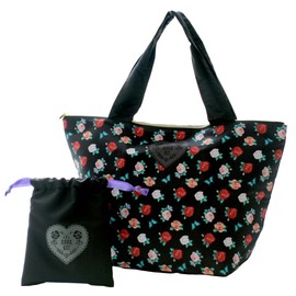 ANNA SUI 000149-0002-02 Eco Bag/My Bag (with Drawstring Case) Heart Plate (Black) Women Ladies, Black