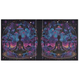 SDMKA Meditation Pattern 3-Ring Binder 1.5 Inch 2 Pack Round Ring Binder Holds 200 Sheets with 3 Inside Pockets for Office Home Organization