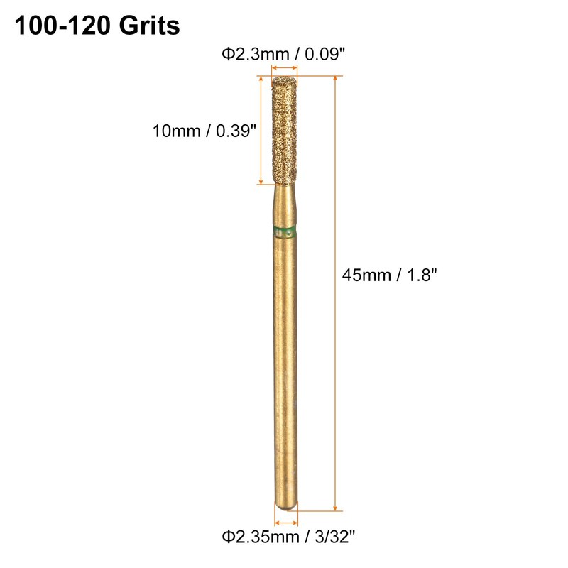 sourcing map 6pcs 100-120 Grits Diamond Grinding Bit 2.3mm Cylinder