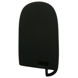 Silicone Smart Key Fob Skin Cover Case Protector 5 Buttons Keyless Jacket Remote Bag Fit for Jeep Grand Cherokee Dodge Challenger Charger Dart Durango Journey Chrysler 300 (Black with Red + Blue)