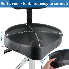EASTROCK Drum Throne with Backrest Airlift Drum Chair Motorcycle Style Height Adjustable Heavy Duty Saddle Drum Seat with Backrest, Drum Stools with Back Rest for Drummer Adults（Motorcycle Black）