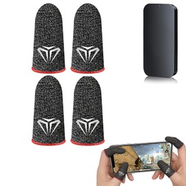 JCUGSBS Mobile Gaming Finger Sleeve (Pack of 4) - PUBG Finger Sleeves with Anti-Sweat Effect - for Any Game and Mobile Device - Includes Microfibre Cloth, with Push-Pull Storage Boxes [Video Game]