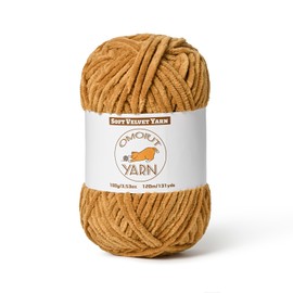 Fluffy Velvet Yarn for Crocheting, Chunky Chenille Baby Blanket Yarn for Crocheting, Soft Fuzzy Puzzle Yarn for Knitting, 100g/3.53oz Bulky Thick Amigurumi Crochet Yarn（Brown）