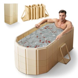 Zennest Foldable Portable Bathtub for Adults – 2-in-1 Hot & Cold Plunge, 185-Gal Large Capacity, Easy Setup, Space-Saving Design, 5-Layer Insulated Ice Bath Tub for Recovery, Indoor/Outdoor
