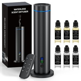 Waterless Diffuser, 1000 Sq.Ft Coverage, Essential Oil Diffuser– Plug-in Only, Remote Control, Adjustable Mist Mode, Mood Lights Aromatherapy Diffuser for Home, Large Room, Office, Hotel, Black