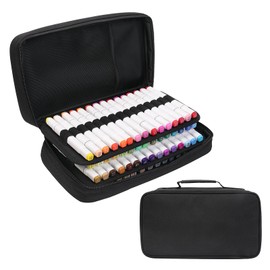 BOMKEE 60 Slots Marker Organiser Case, Large Marker Case for 60 Markers Large Capacity Marker Storage Bag Pen Case Pencil Bag with Carry Handle, black, Suitcase organiser