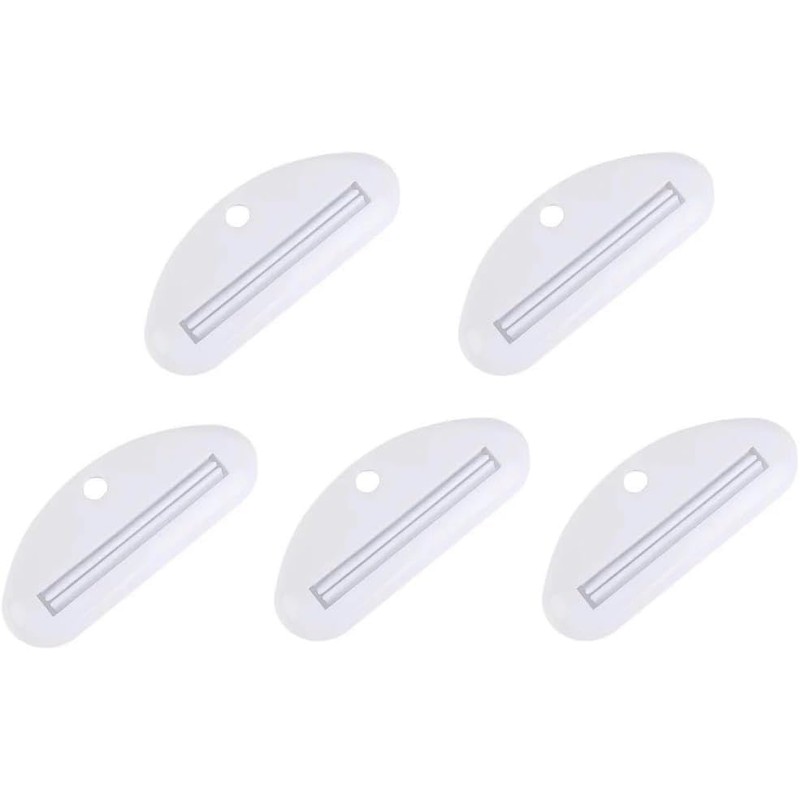 5Pcs White Toothpaste Squeezer, Plastic Toothpaste Tube Squeezer Dispenser, Toothpaste