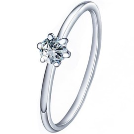 Jude Jewelers Stainless Steel Heart Round Shaped 0.5 Carat Solitaire Wedding Engagement Proposal Ring (Silver-Round, 6)