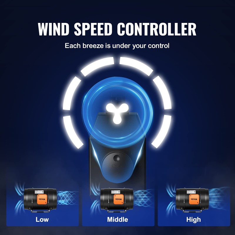 VEVOR Inline Duct Fan, 8-Inch 750 CFM with Variable Speed