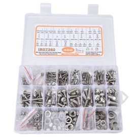 460Pcs Hex Socket Screws Kit 304 Stainless Steel Screw Nuts Washers Set for Household Furniture