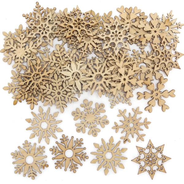 Baker Ross FE984 Snowflake Mini Wooden Shapes - Pack of