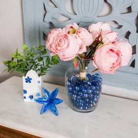 Galashield Marbles for Vases | Glass Marbles Bulk Vase Fillers | Glass Beads for Vases, Indigo Blue Round Marble 1lb, (Approx. 80 pcs)