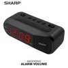 SHARP Digital Alarm Clock – Black Case with Red LEDs