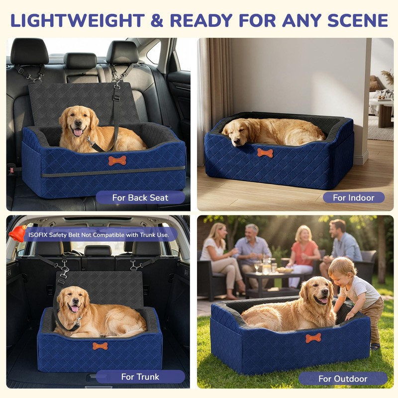 Dog Car Seat for Medium Large Dogs, 4" Elevated Dog