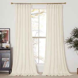 NICETOWN Ivory White Velvet Curtains 144" Length 52" Wide, Luxury and Thick Window Velvet Curtains for Bedroom Living Room - Room Darkening Thermal Insulated, 2 PCs