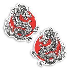 2X 10cm Chinese Dragon Vinyl Stickers - Tattoo China Sticker #70649