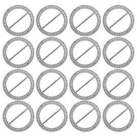 TEHAUX 100PCS Rhinestone Chair Sash Buckles, 2.5" Ribbon Slider Buckles, Round Silver Clothing Chair Decorations for Wedding Banquet Invitations Party Use