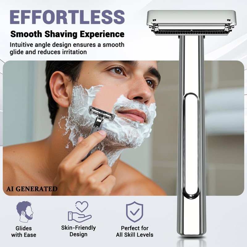Dual-Blade Safety Razor Set With Magnetic Head & 110 Blades,