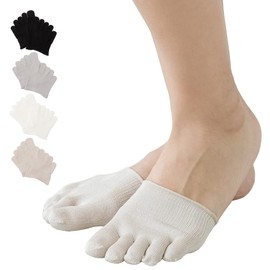 Milieu Silk Half Socks, Set of 2, Inner Socks, Fingertips, 5 Toes, gray