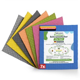 Fabigreen Cleaning Cloths Set of 7 - Sustainable Cleaning without Microplastics | Reusable Dish Cloths & Biodegradable Dish Cloths | Compostable, Suitable for All Surfaces | Coloured