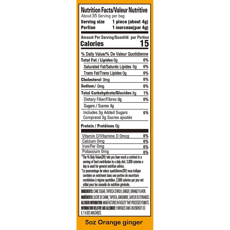 Gem Gem Ginger Candy Chewy Ginger Chews (Orange, 5.0 oz,