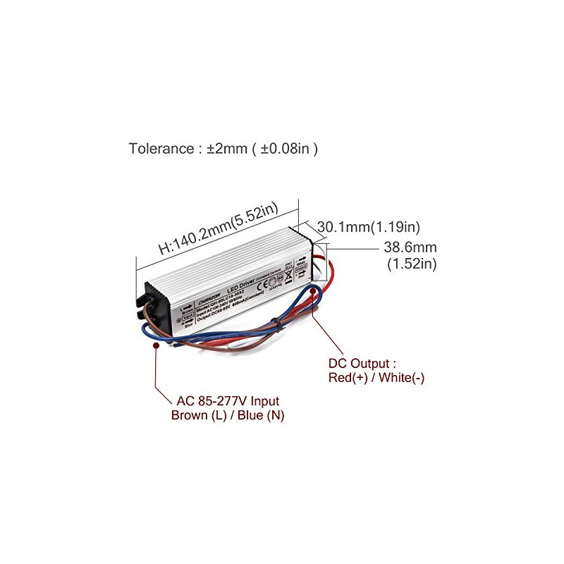 Chanzon LED Driver 600mA (Constant Current Output) 60V-85V (Input 100-240V