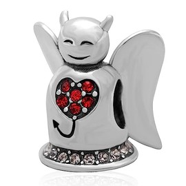 CRISNATA - Colgante de plata de ley 925 con texto "I Love You Heart, Lucky Penny 1, mejor esposa con corona, estrella de deseos 3D, abalorio de luna creciente, se adapta a pulseras europeas, regalos