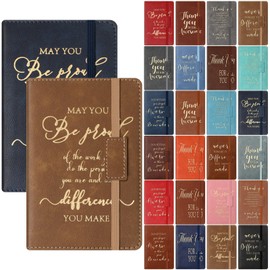 Qeeenar 24 Pcs Employee Appreciation Gifts Bulk Thank You Gifts A6 Leather Journal Bulk May Be Proud of The Work Small Notepad Inspirational Notebooks for Coworker(Multicolor,Thank You)