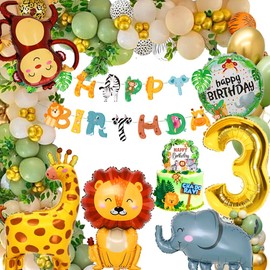 Decoration 3rd Birthday, Birthday Decoration 3 Year Boy Girl, Jungle Children's Birthday Decoration, Balloons 3rd Birthday, Forest Animals Birthday Decoration, Safari Birthday Decoration 3 Year