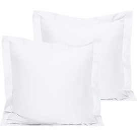 Prashi Bedding Euro Pillow Shams Pack of 2, 600 Thread Count 100% Egyptian Cotton Euro Pillow Shams, Super Soft and Breathable, Square Pillow Cases, 26x26 Inches, White Solid